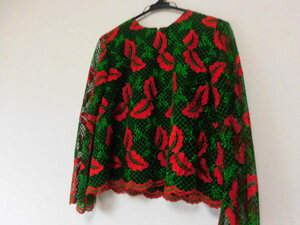 * gorgeous black chu-ru race red green feather pattern embroidery /. ska LAP / suit setup /2 point /M party type .