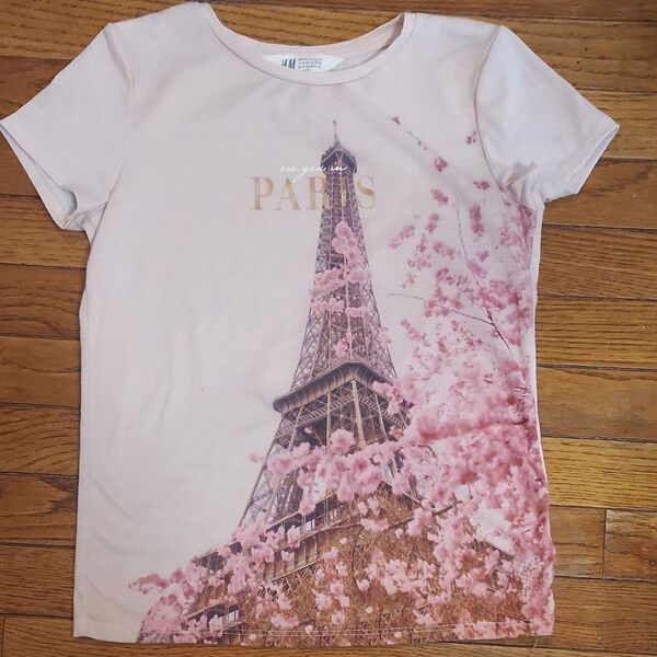 H&M 半袖Tシャツ エッフェル塔の柄 桜 140㎝ 子供服 最終お値下げ