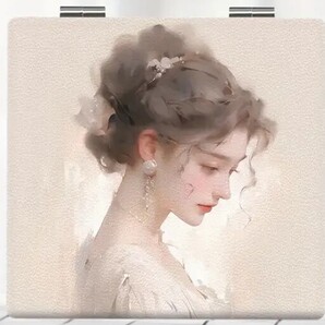 美しい女性の油絵風の両面コンパクトミラー