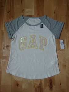 タグ付き新品★Gap KIDS スパンコールロゴ半袖Tシャツ 150サイズ　白×グレー