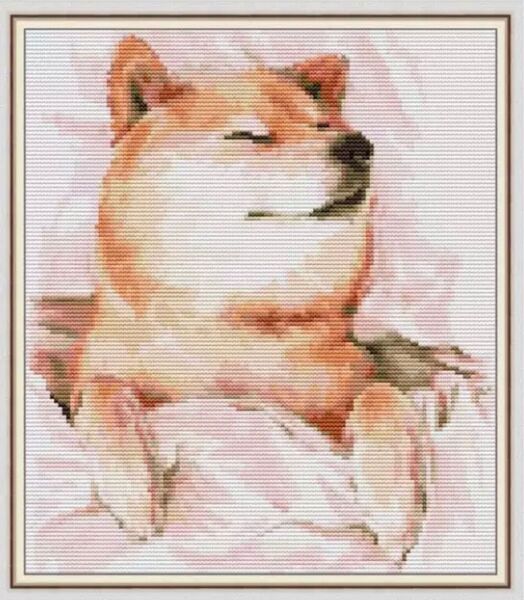 お昼寝(柴犬) クロスステッチキット 図案印刷