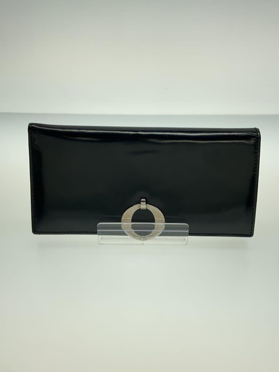 Christian Dior◆長財布/レザー/BLK/レディース/表面傷有/内側使用感有//
