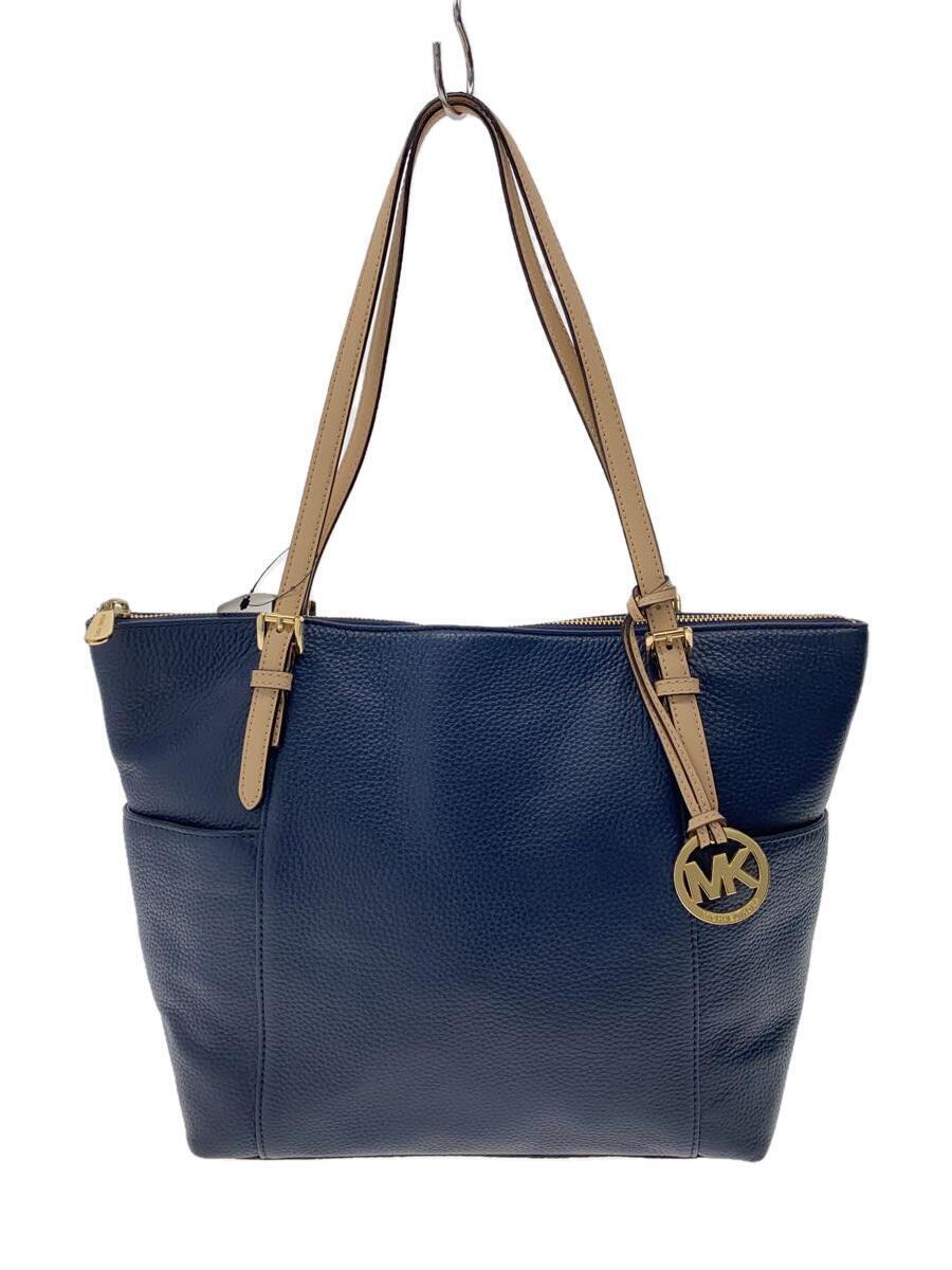 MICHAEL KORS◆トートバッグ/レザー/NVY/無地/35T2GTTT8L/角擦れ、金具剥がれ有