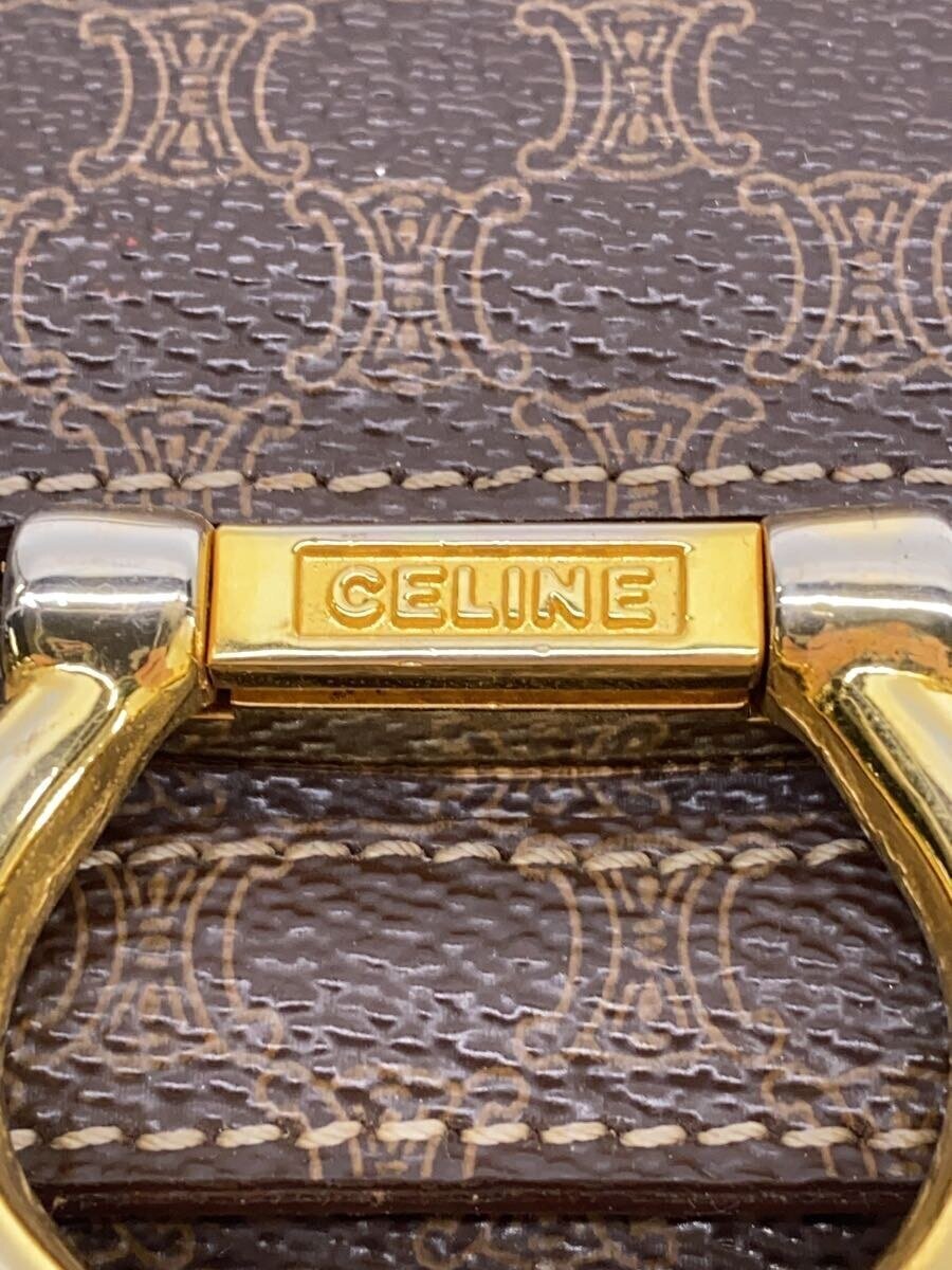 CELINE◆マカダム/ガンチーニ/スクエア/ショルダーバッグ/-/BRW/総柄// CELINE◆マカダム/ガンチーニ/スクエア/ショルダーバッグ/-/BRW/総柄//