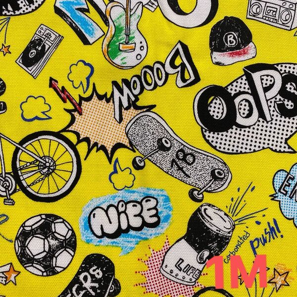 《特価》スケボー サッカー 自転車柄 オックス 1M