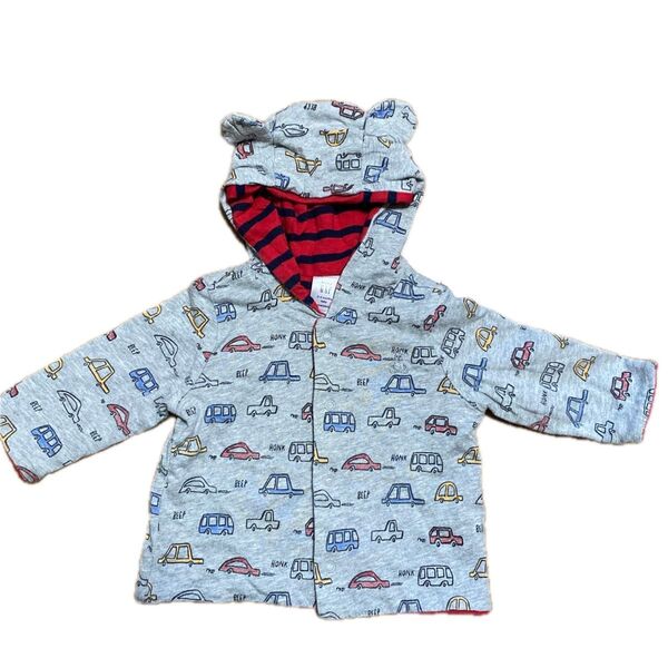 babyGAP 車 ボーダー リバーシブル カーディガン 50cm