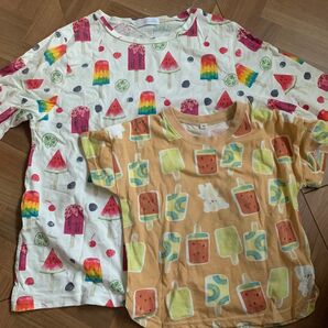 半袖Tシャツ アイス キャンディーバー柄 スイカバー 親子コーデ 100センチ Mサイズ