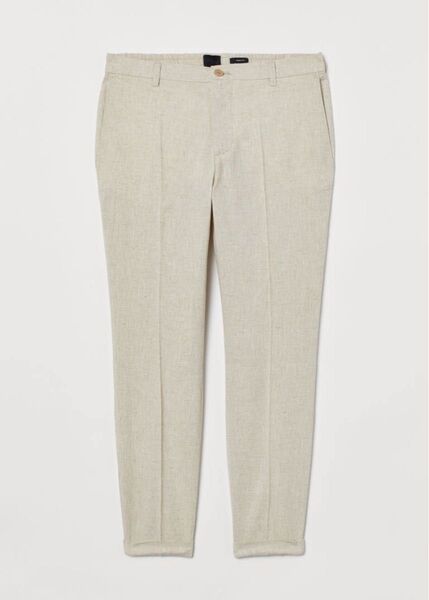 H&M 新品NEW リネン スキニーフィットパンツ 麻 スラックス スーツ