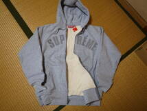 ★SUPREME シュプリーム★ARC LOGO THERMAL ZIP UP HOODIE アーチロゴ サーマル フルジップ パーカー★グレイ★M_画像4