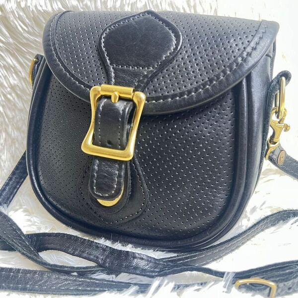 即決★j.w. hulme★米国製 レザーショルダーバッグ ジェイダブルホルム パンチングレザー ブラック 黒 本革 本皮 ターンロック