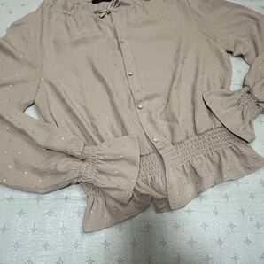 ヘザー ブラウス トップス 長袖 ベージュ フリーサイズ
