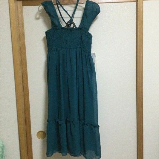 4way グリーン シフォン ロングワンピース リゾート 夏