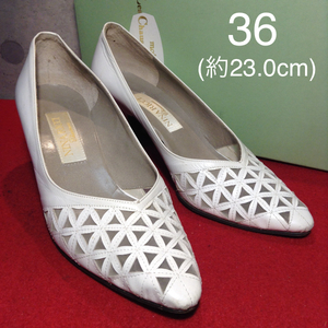 [ selling out!! free shipping!!]A-37 high class!! used super-discount!! NINA RICCI Nina Ricci pumps white 23.0cm made in Japan!