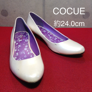 [ selling out!! free shipping!!]A-40 used super-discount!! COCUE Cocue white pumps 24.0cm box less .!