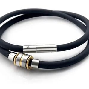 2024 シリコンネックレス 強力 ゲルマニウム 磁気 ステンレス スポーツ 人気 黒