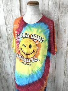 お勧め・【タイダイ染め】BUBBA CUMP カラフル スマイルTシャツ XL