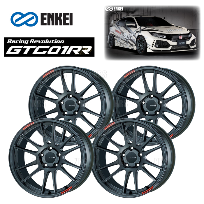 ENKEI エンケイ GTC01RR (マットダークガンメタリック/ミドルフェイス) 9.5J x 18インチ +35 PCD114.3 5穴 4本 (GTC01RR-E027-MDG-4S