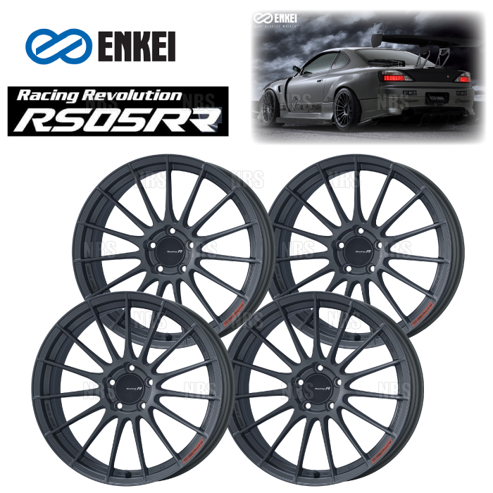 ENKEI エンケイ RS05RR (マットダークガンメタリック/フロントフェイス) 9.0J x 18インチ +25 PCD112 5穴 4本セット (RS05RR-E011-MDG-4S
