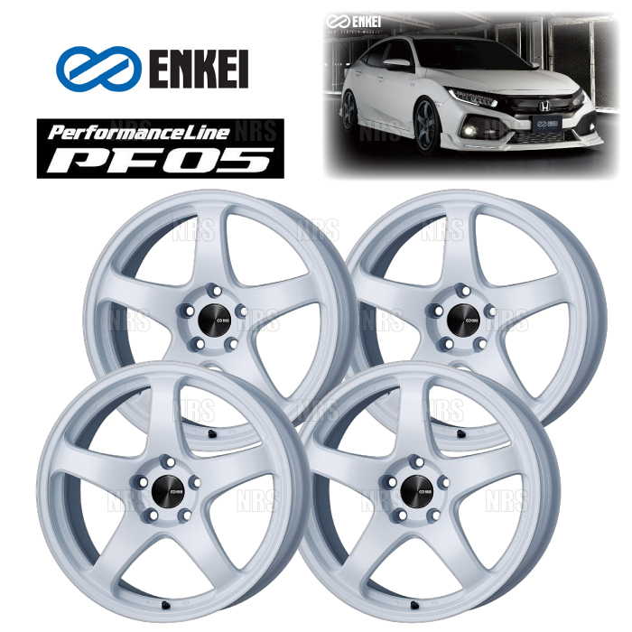 ENKEI エンケイ PF05 (ホワイト/フロントフェイス) 5.0J x 15インチ +45 PCD100 4穴 4本セット (PF05-B001-WH-4S