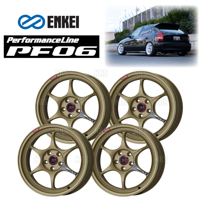 ENKEI エンケイ PF06 (ゴールド/ミドルフェイス) 9.0J x 18インチ +42 PCD100 5穴 4本セット (PF06-E014-GD-4S
