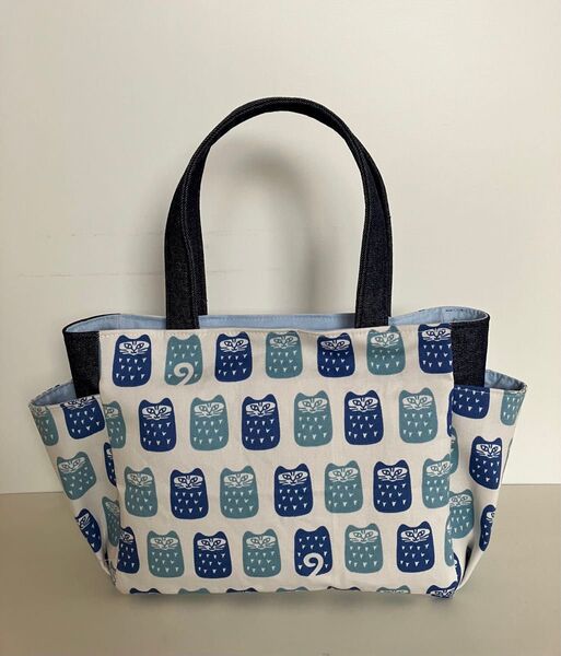 トートバッグ サイドポケット 猫柄 ハンドメイド