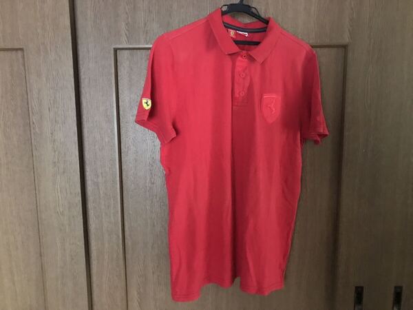 PUMA×FERRARI プーマ×フェラーリ ビッグエンブレム スクーデリア チームポロシャツ(赤 L)