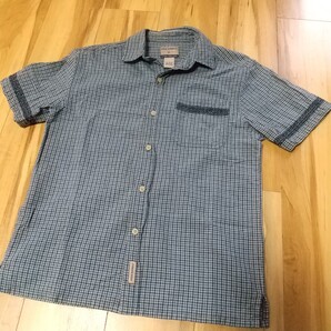 HIGH SIERRA 半袖シャツ M 青系チェック コットン100% 胸囲~約90cm