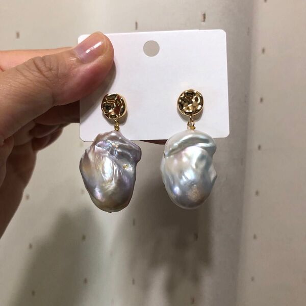 淡水パール 真珠 バロック ピアス