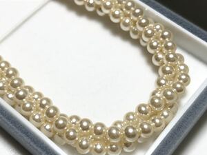  fake pearl 26.5g 4. sphere 3 ream twist necklace [ inspection / pearl ]