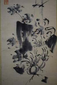 Art hand Auction [Authentique] // Meiji femme Nanka peintre/Okuhara Seiko/fleurs et encens peinture éloge/Hoteiya rouleau suspendu HG-644, Peinture, Peinture japonaise, Fleurs et oiseaux, Faune