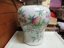 買い出し品　壺　花瓶　桃画　古い　　中国古美術　　高さ41㎝　同梱包可能_画像4