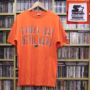 STARTER スターター 90’s USA製 MLB TAMPA BAY DEVIL RAYS タンパベイ デビルレイズ 旧ロゴ オフィシャル Tシャツ オレンジ M