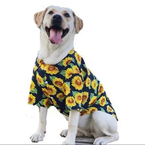 12〜16kg目安用 ドッグウェア 犬服 前開きシャツ 襟付き ひまわり柄
