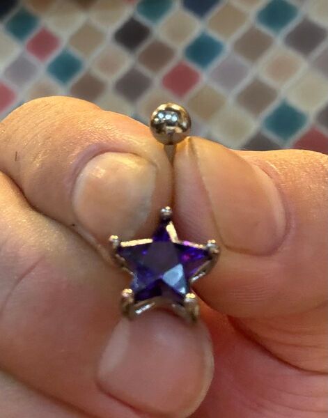 14G へそピアス スター パープル