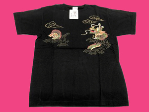 Ｍサイズ■黒■半袖Tシャツ　むかしむかし/京高盛絵 和柄 日本製 黒 綿１００％ 
