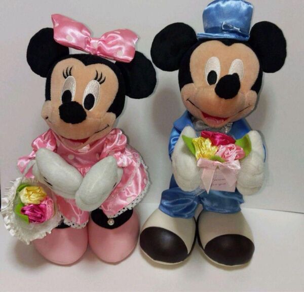 【ディズニー】ミッキー、ミニーぬいぐるみ ウエディングドレス ウェディング