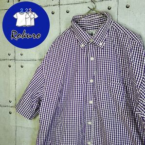 大きめ】HENLEY ROYAL REGATTAヘンリーロイヤルレガッタ ビックシルエットギンガムチェック柄 半袖シャツ Mサイズ