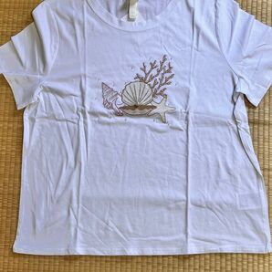 新品タグ付き未着用 H&M 貝 ヒトデ 珊瑚 刺繍半袖 Tシャツ M