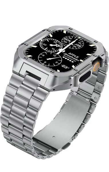 Apple Watch バンド ステンレスケース一体型バンド 49mm