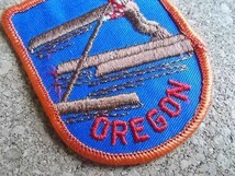 80s OREGON オレゴン州 木材 林業ビンテージ刺繍ワッペン/DIY木工 川流し ワークお土産 旅行アメリカUSAパッチ デッドストック丸太ドゥーパ_画像3