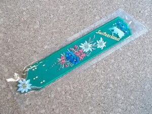 80s スイス刺繍 栞しおり花/山野草エンブレム読書ヨーロッパ紋章パッチ旅行 土産スーベニア手芸アップリケ裁縫ワッペン書籍キャンプ登山D