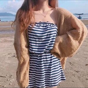 【再入荷】サマーカーディガン日焼け対策 海 冷房対策 ゆったり アプリコット 半袖 総柄 長袖 ロング