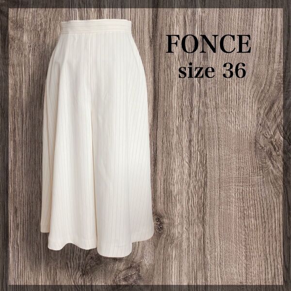 【美品】アバハウスFONCEフォンセ ガウチョパンツ オフホワイト白36 ワイドパンツ パンツ ホワイト