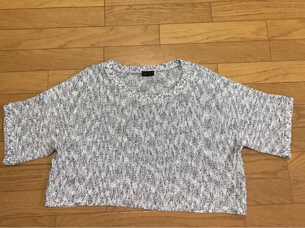 apart by lowrys アパートバイローリーズ モノトーン ミックス 半袖 ニット リネンブレンドニット ゆったりデザイン サイズF