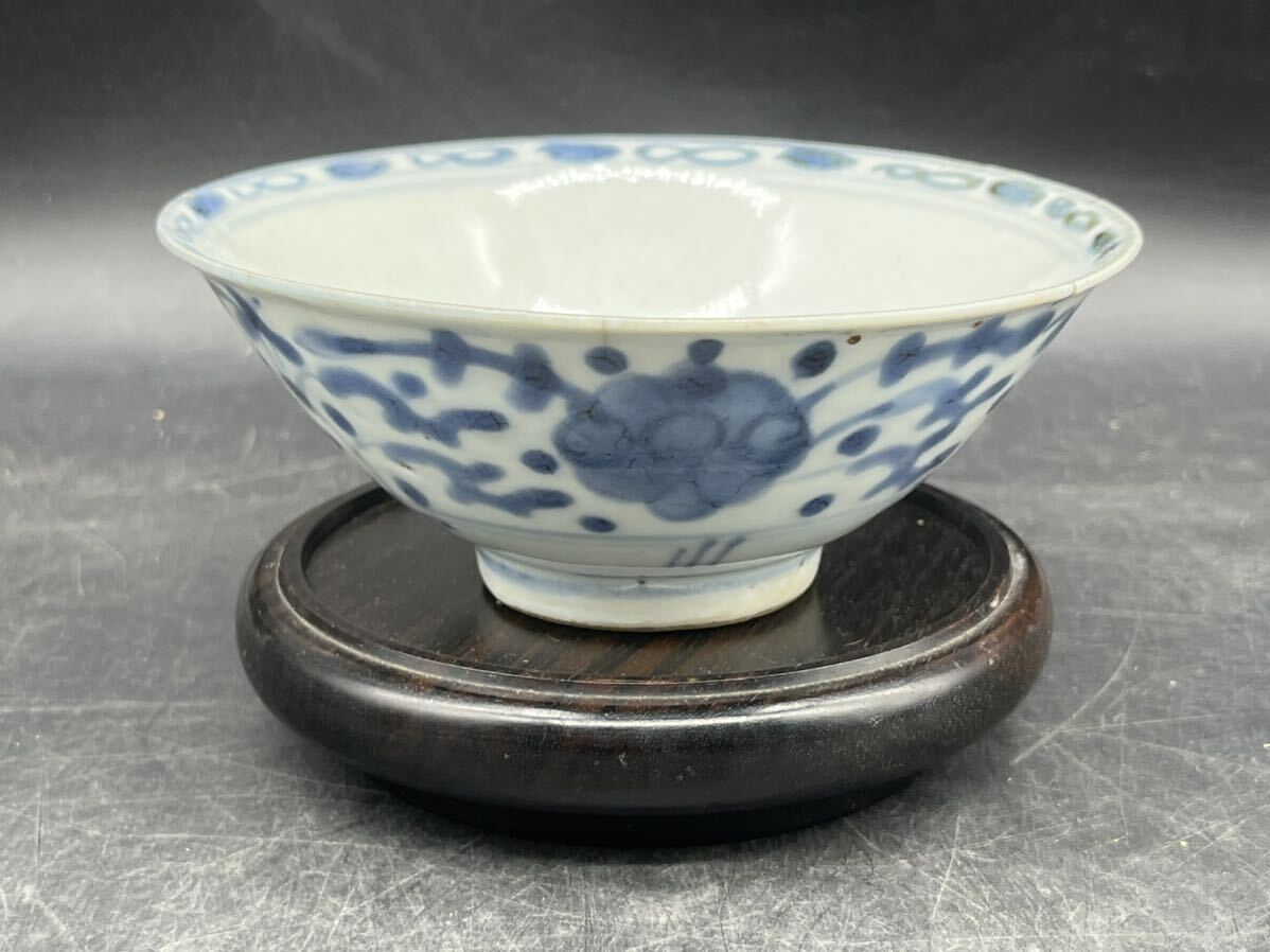 ☆ 中国美術 ☆ 明 染付唐草花文碗 茶碗 古染付 ｜陶芸