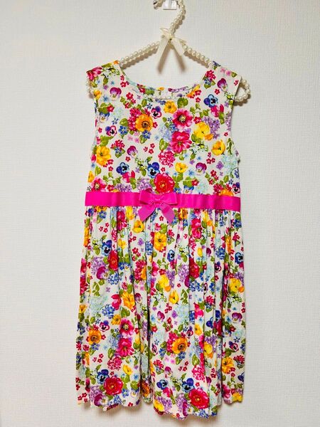 ★新品★mother ways(マザーウエイズ)★半袖花柄ワンピース★ガーリー★ノースリーブ★150cm
