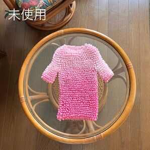 未使用 きれいめピンクのグラデーション 半袖ポップコーントップス