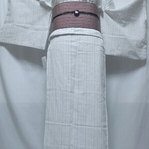 新品 綿麻しじら風浴衣4点セット 《縞文様》