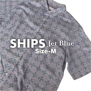 ミステリアス・サイケ SHIPS JET BLUE 半袖シャツ Size-M