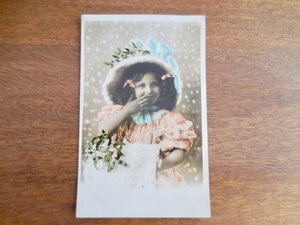 フランス☆アンティーク・ポストカード　少女 女の子　雪　ヴィンテージ　1900年初頭
